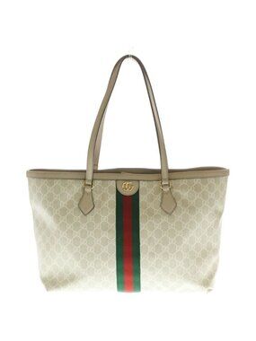 Gucci GG Supreme Ophidia Tote White Ivory Leather Gold